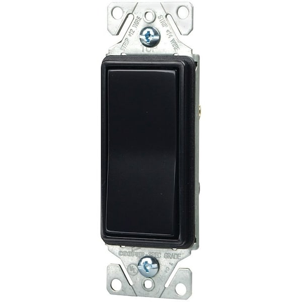 Dispositivo de interruptor basculante Eaton 7500, 15 A, 120/277 V, de 3 vías, con terminales de cable de plomo, color negro - 7503BK-BOX