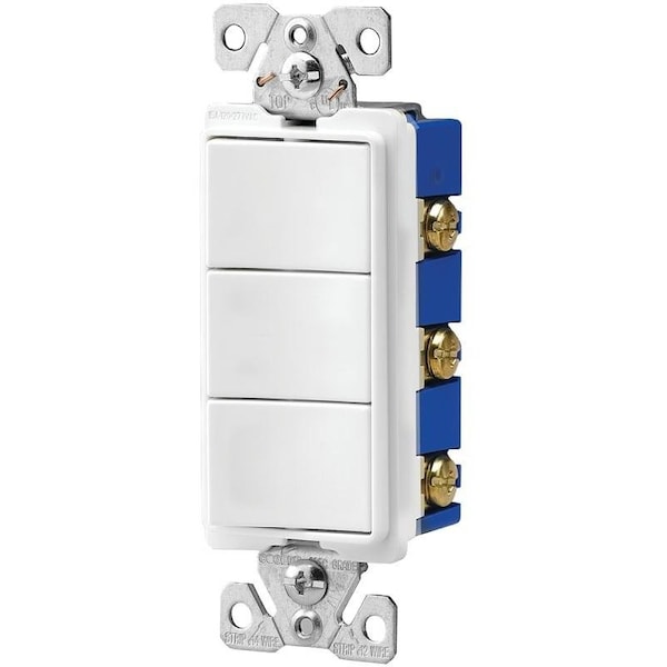 Dispositivos de cableado Eaton 7700 7729WBOX Interruptor de combinación, 15 A, 120-277 V, SPST, Terminal de cable de plomo, Blanco - 7729W-SP