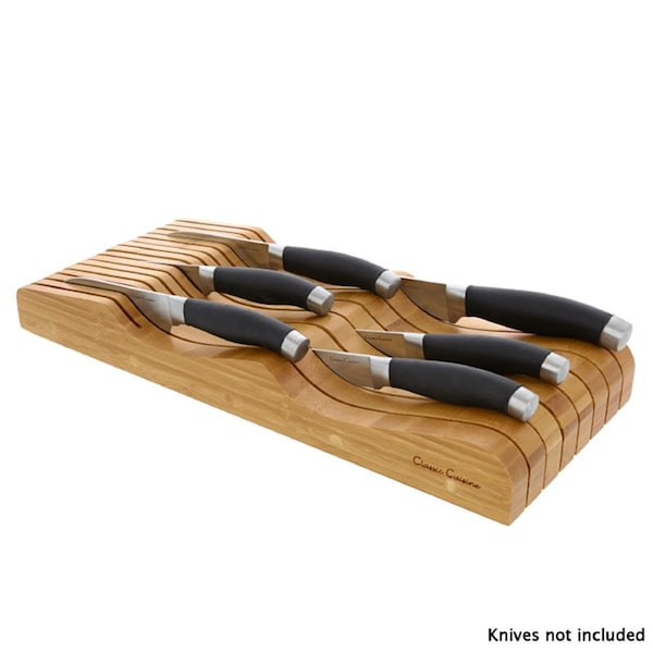 Classic Cuisine In Drawer Bamboo Knife Block & Cutlery Storage Organizer - 82-KIT1000