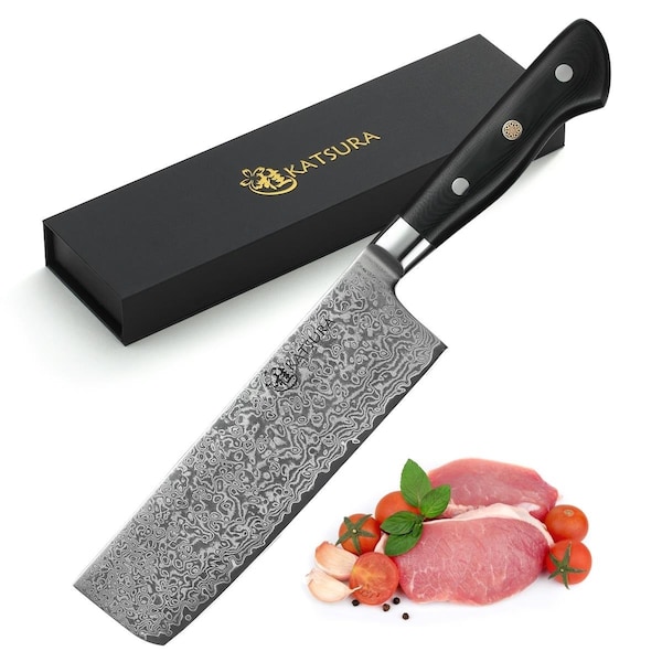 Katsura Cutlery Japanese Premium AUS10 67 Layers Damascus Steel 7 in Vegetable Nakiri Knife with G10 handle - CKGA9G