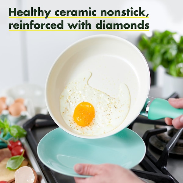 The Cookware Co GreenPan Rio Ceramic Coated Aluminum Fry Pan 10 in. Turquoise - CC002634-001