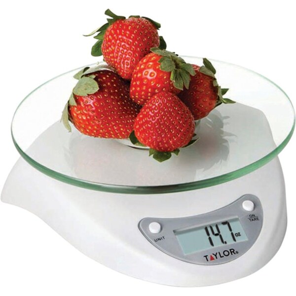 Taylor Digital 6.6 lb. Capacity Glass-Top Kitchen Scale with 0.7" LCD Display - 3831WH
