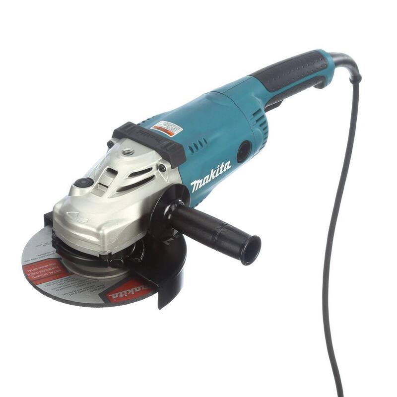 Makita 15 Amperios 7 pulgadas Amoladora Angular con cable con rueda de rectificado, mango lateral y protector de rueda - GA7021
