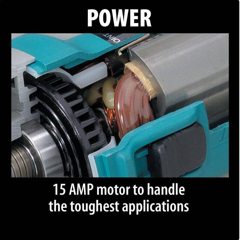 Makita 15 Amperios 7 pulgadas Amoladora Angular con cable con rueda de rectificado, mango lateral y protector de rueda - GA7021