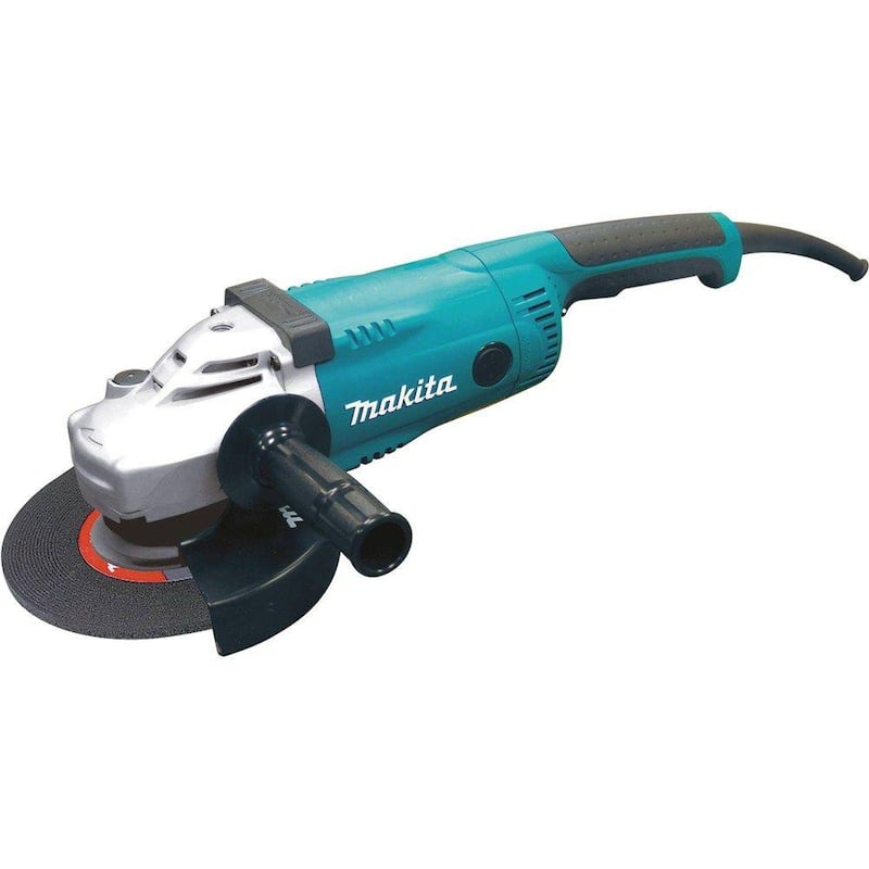 Makita 15 Amperios 7 pulgadas Amoladora Angular con cable con rueda de rectificado, mango lateral y protector de rueda - GA7021