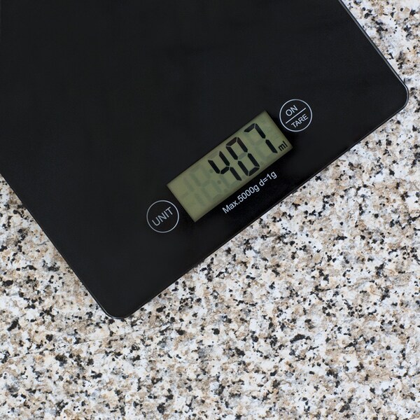 Home Basics MultiFunctional Sleek Glass Digital Food Scale, Black - KT44830