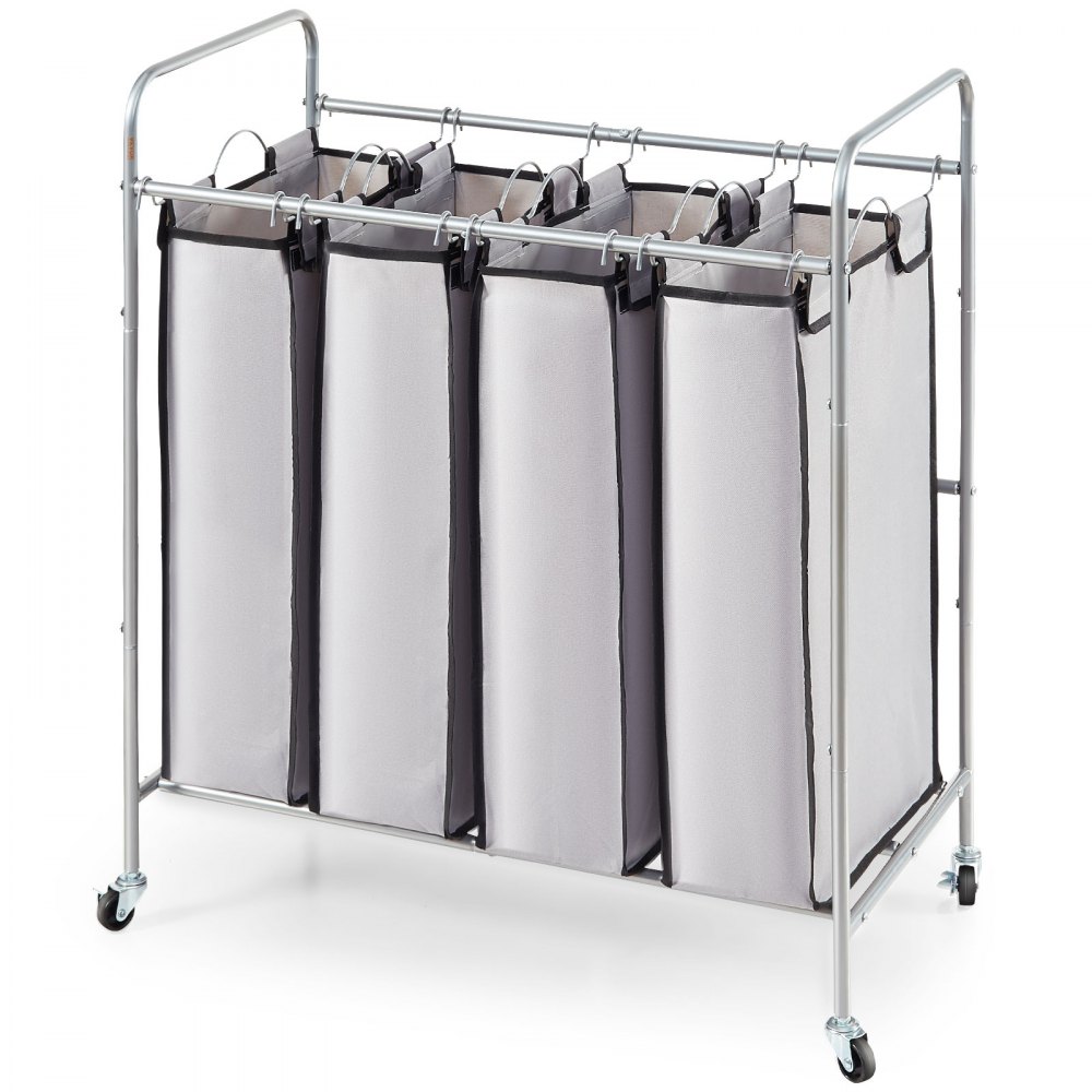 VEVOR Laundry Sorter Cart 4 Section, Laundry Hamper with Heavy Duty Lockable Wheels and 4 Removable Bags, Rolling Laundry Basket Sorter for Clothes Storage - XYLFJSGBD4100S0EXV0