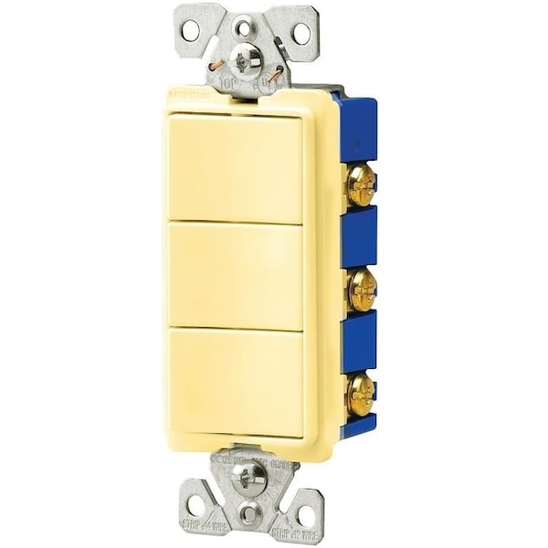 Dispositivo de interruptor combinado Eaton, 15 A, 120277 V, SPST, Conexión trasera, Terminal de cable lateral, Marfil - 7729V-SP
