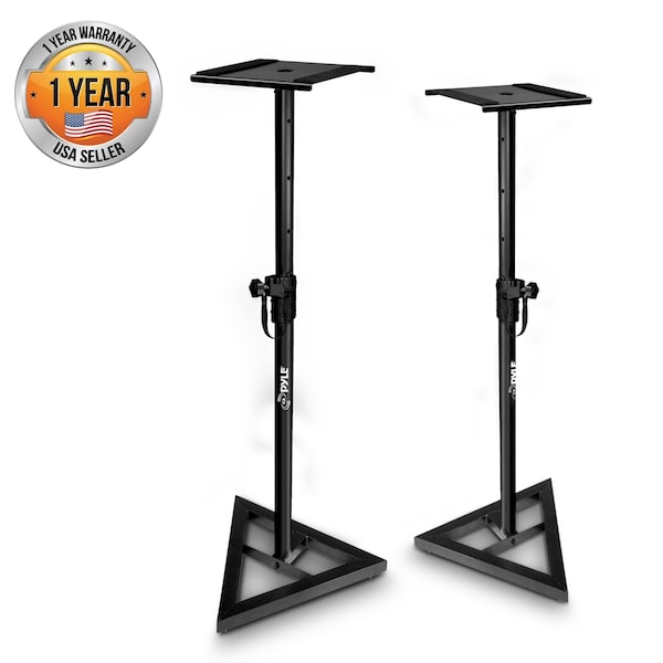 Pyle Height Adjustable Monitor Speaker Stands, Heavy-Duty, Telescoping - PSTND35.5