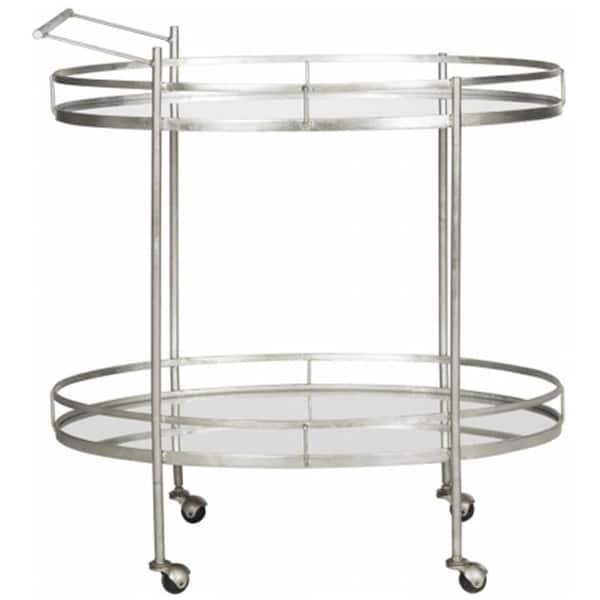 Safavieh Dante Bar Cart- Silver and Mirror Top - 33 x 18 x 30 in. - FOX2553A
