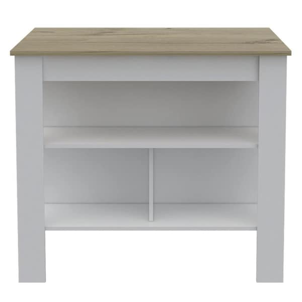 Depot E-Shop hygienic Delos Kitchen Island, White & Light Oak - DE-ADB5773