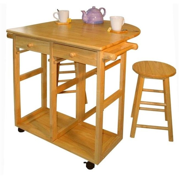Yu Shan Co Usa Yu Shan CO USA Ltd 355-20 Breakfast cart with drop-leaf table  Natural - 355-20