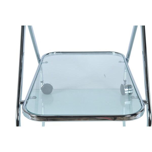 Homeroots Chrome X-Shape Bar Cart 16.5 x 26.25 x 30.5 in. - 364168