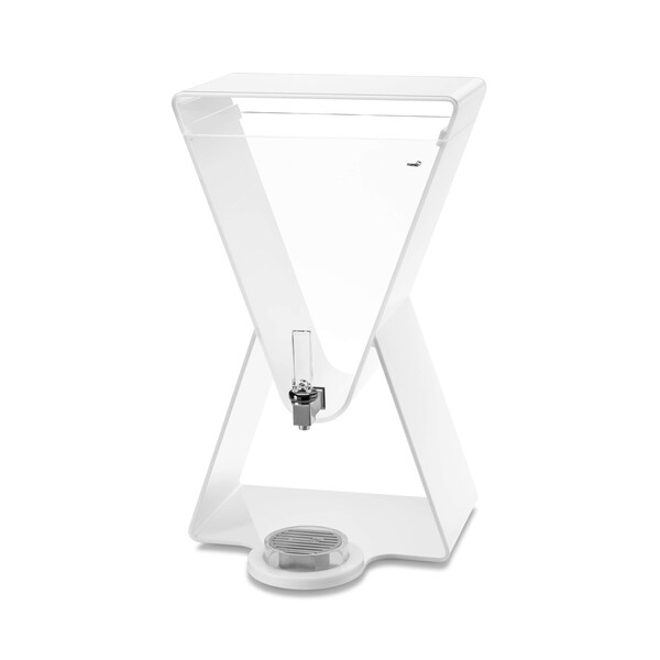 Rosseto Serving Solutions Lucid Prism 3 Gal. White Acrylic Beverage Dispenser with Drip Tray, 1 EA - LD184