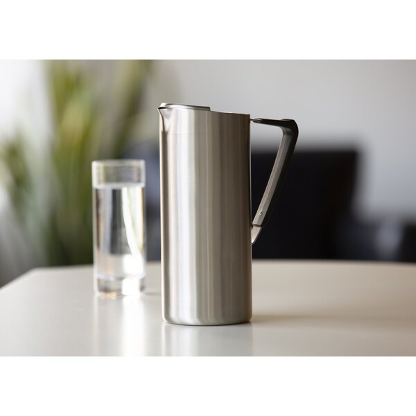 Service Ideas Slim Water Pitcher, 1.6L, Double Wall Stainless Steel, Brushed - X7DWBS