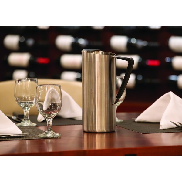 Service Ideas Slim Water Pitcher, 1.6L, Double Wall Stainless Steel, Brushed - X7DWBS