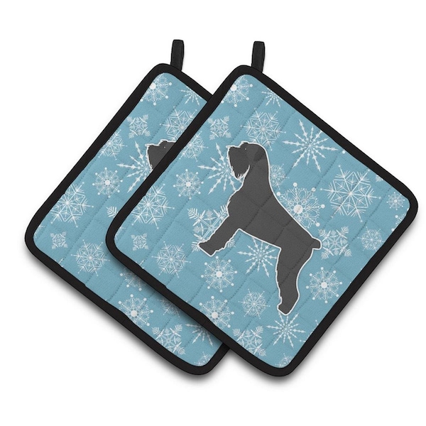 Carolines Treasures Winter Snowflake Giant Schnauzer Pair of Pot Holders - BB3573PTHD