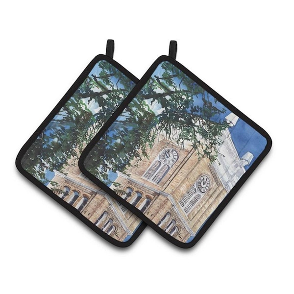 Carolines Treasures Clock Tower Pair of Pot Holders, 7.5 x 3 x 7.5 in. - 8122PTHD