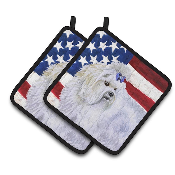 Carolines Treasures Maltese Patriotic Pair of Pot Holders - BB9651PTHD