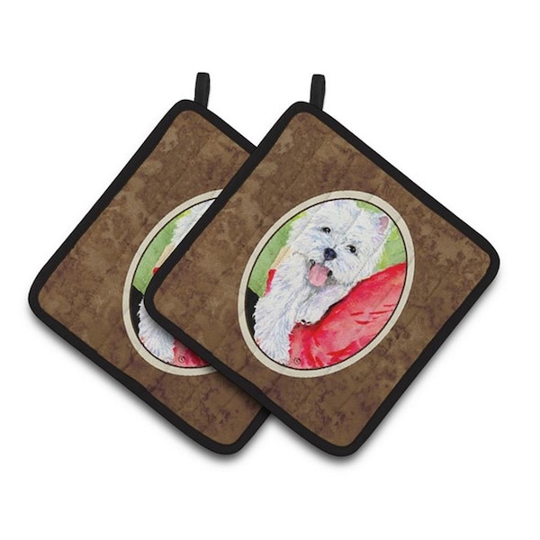 Carolines Treasures Westie Pair of Pot Holders, 7.5 x 3 x 7.5 in. - SS8784PTHD