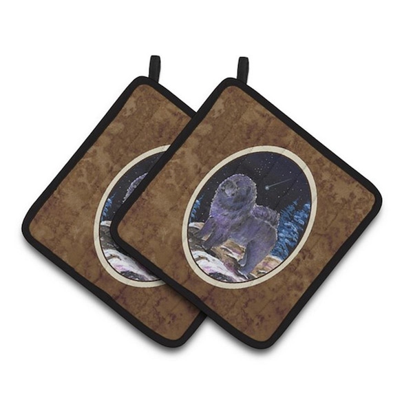 Carolines Treasures Starry Night Chow Chow Pair of Pot Holders, 7.5 x 3 x 7.5 in. - SS8456PTHD
