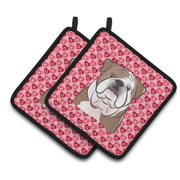 Carolines Treasures English Bulldog Hearts Pair of Pot Holders - BB5289PTHD