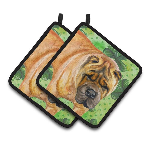 Carolines Treasures Shar Pei St.Patricks Pair of Pot Holders - BB9835PTHD