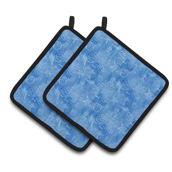 Carolines Treasures Carolines Treasures BB7577PTHD Watercolor Christmas Trees & Ornaments Pair of Pot Holders - BB7577PTHD