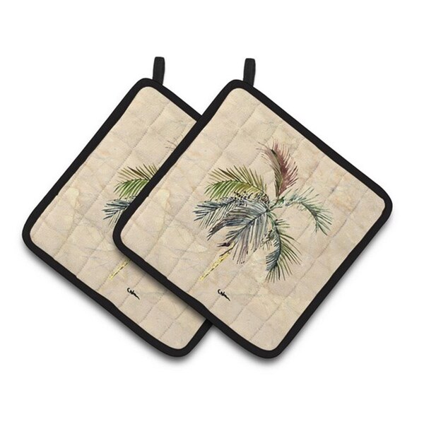 Carolines Treasures Palm Tree Pair of Pot Holders, 7.5 x 3 x 7.5 in. - 8483PTHD