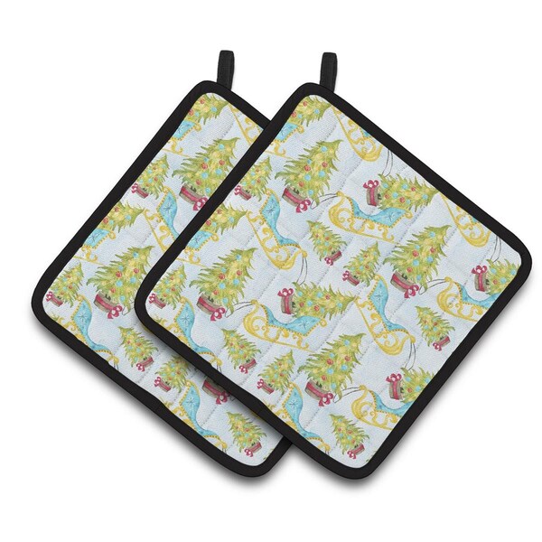 Carolines Treasures Christmas Tree and Sleigh Pair of Pot Holders - BB7486PTHD