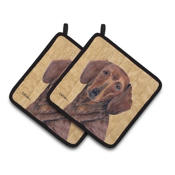 Carolines Treasures Dachshund Wipe Your Paws Pair of Pot Holders, 7.5 x 3 x 7.5 in. - SC9137PTHD