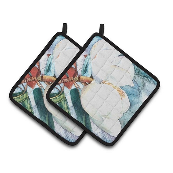 Carolines Treasures Flower - Magnolia Pair of Pot Holders, 7.5 x 3 x 7.5 in. - 8001PTHD