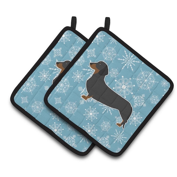 Carolines Treasures Winter Snowflake Dachshund Pair of Pot Holders - BB3482PTHD