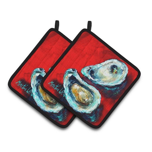 Carolines Treasures Open up Oyster Pair of Pot Holders, 7.5 x 3 x 7.5 in. - MW1149PTHD