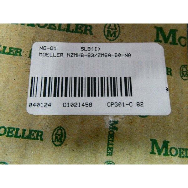 Moeller Molded Case Circuit Breaker, 60A, 3 Pole, 600V AC - NZMH6-63/ZM6A-60-NA