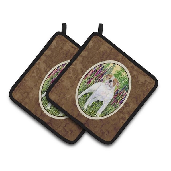 Carolines Treasures English Bulldog Pair of Pot Holders, 7.5 x 3 x 7.5 in. - SS8156PTHD