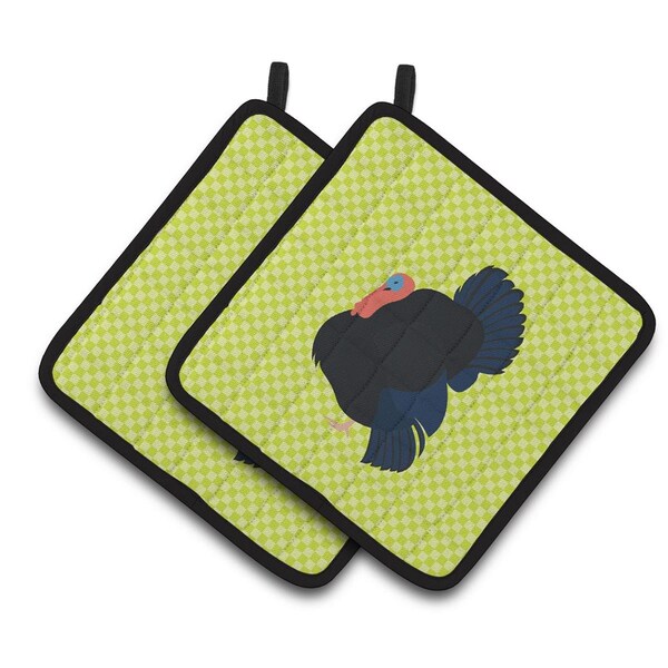 Carolines Treasures Norfolk Black Turkey Green Pair of Pot Holders - BB7811PTHD