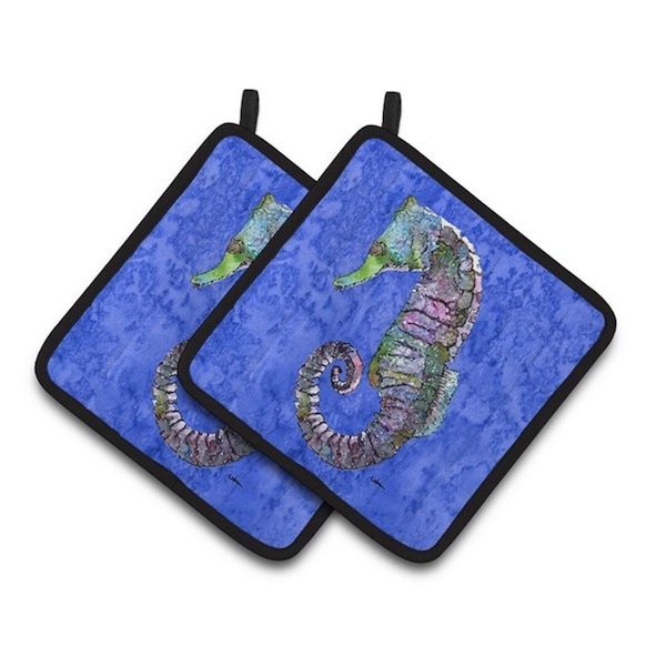 Carolines Treasures Seahorse Pair of Pot Holders, 7.5 x 3 x 7.5 in. - 8639PTHD