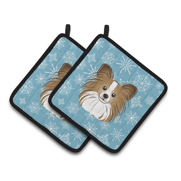 Carolines Treasures Snowflake Papillon Pair of Pot Holders, 7.5 x 3 x 7.5 in. - BB1682PTHD