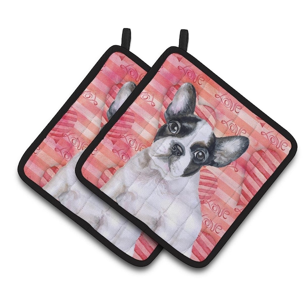 Carolines Treasures French Bulldog Black White Love Pair of Pot Holders - BB9797PTHD