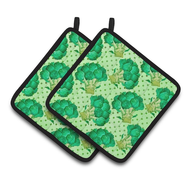Carolines Treasures Watercolor Broccoli Pair of Pot Holders - BB7570PTHD