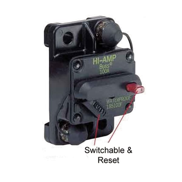 Marinco Marinco 185040F-01-1 Marine Switchable Reset Circuit Breaker - 40 Amp, Flush Mount - 185040F-01-1