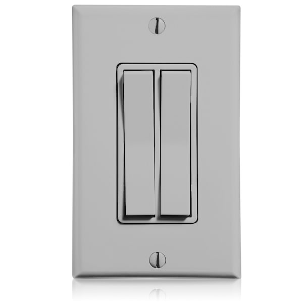 Transmisores o receptores RF Leviton GY inalámbricos para control remoto de interruptores duales a 902 MHz - WSS0S-D9G