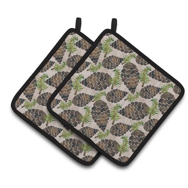 Carolines Treasures Carolines Treasures BB7489PTHD Watercolor Pine Cones Pair of Pot Holders - BB7489PTHD