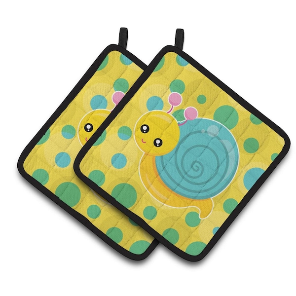 Carolines Treasures Snail on Polkadots Pair of Pot Holders - BB7104PTHD