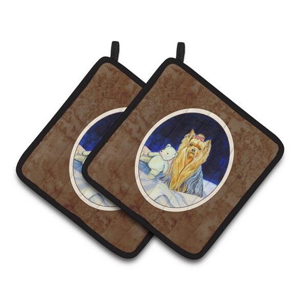 Carolines Treasures Yorkie Pair of Pot Holders, 7.5 x 3 x 7.5 in. - 7221PTHD