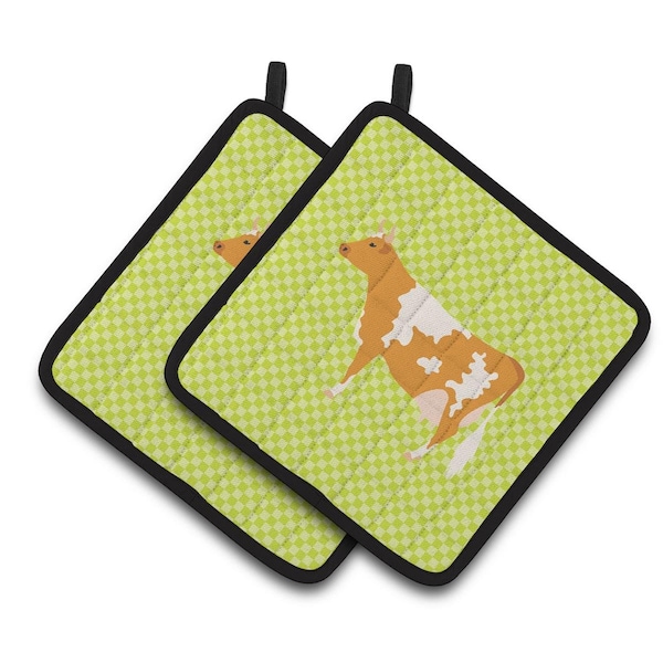 Carolines Treasures Guernsey Cow Green Pair of Pot Holders - BB7647PTHD