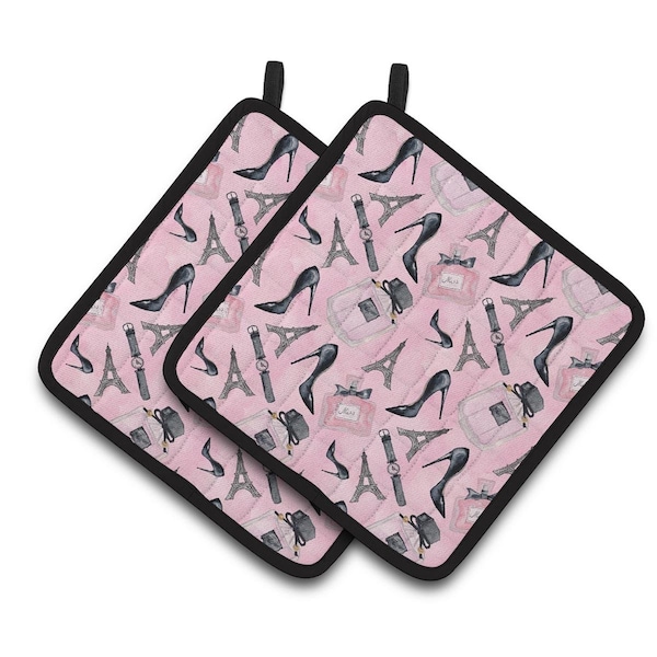 Carolines Treasures Watercolor Fashion Diva Shoes and Accessories Pair of Pot Holders - BB7508PTHD