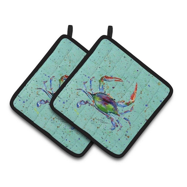 Carolines Treasures Crab Pair of Pot Holders, 7.5 x 3 x 7.5 in. - 8462PTHD