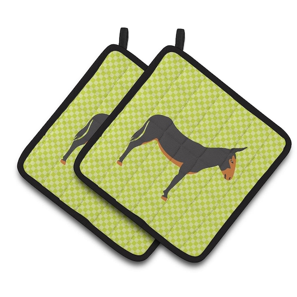 Carolines Treasures Catalan Donkey Green Pair of Pot Holders - BB7681PTHD